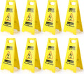 8-Pack Caution Wet Floor Sign,17.5" Height,Bright Yellow Double-Sided Folding A-Shaped Frame Design, Bilingual Caution Message