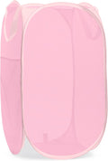 Handy Laundry Collapsible Mesh Pop Up Hamper with Wide Opening and Side Pocket - Breathable, Sturdy, Foldable, and Space-Saving Design for Clothes and Storage (Pink)
