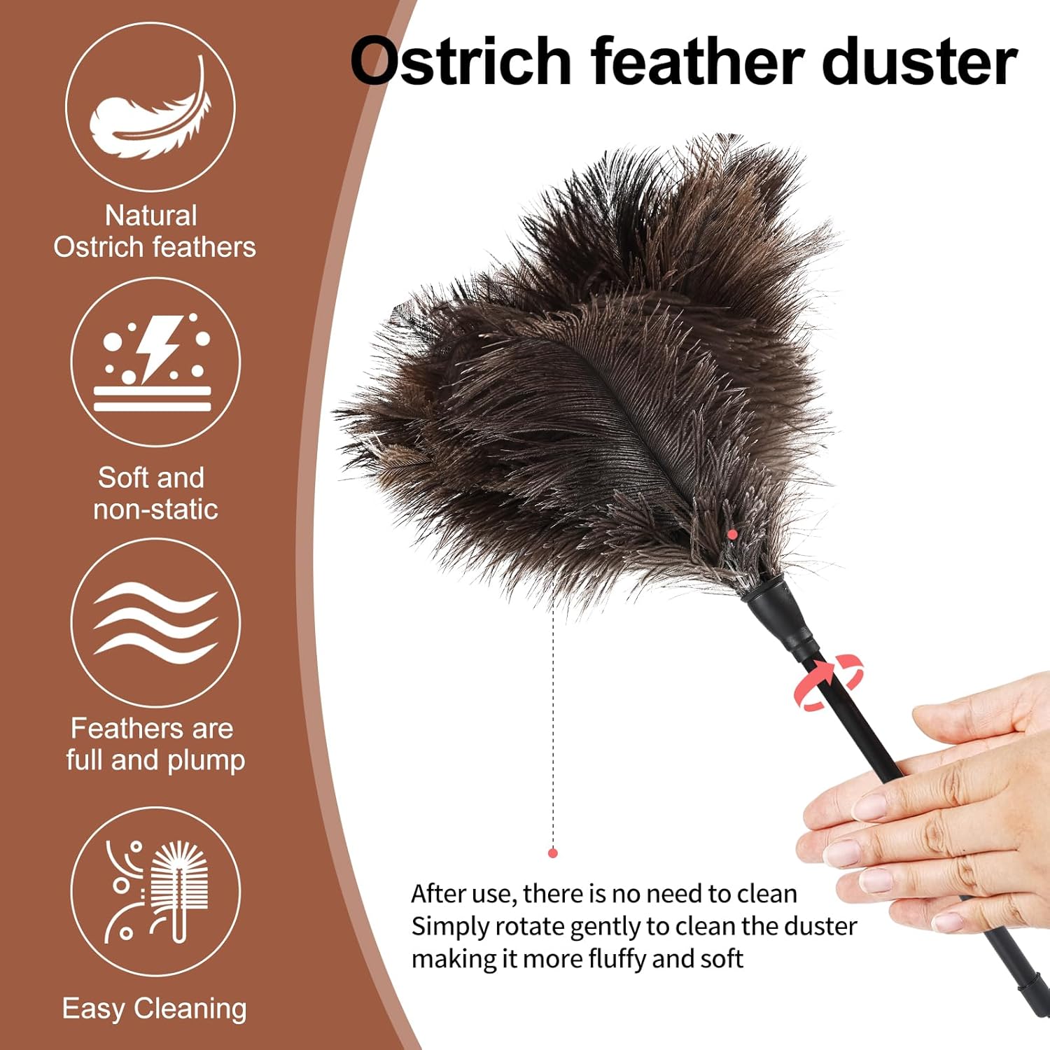 Ostrich Feather Duster-14.9 Inch Mini Natural Feathers Dusters with Plastic Handle Reusable Handheld for Cleaning Supplies Home Car Office(10pcs)