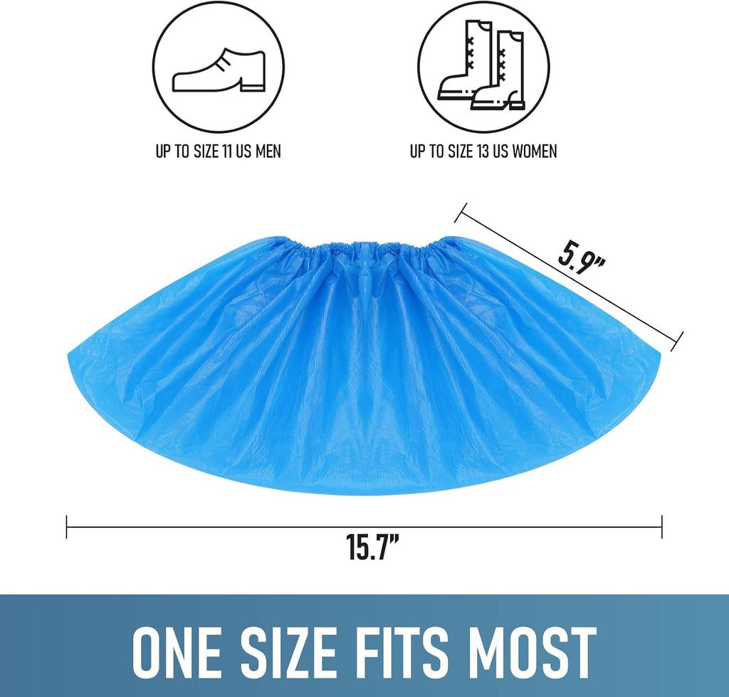 Shoe Covers Disposable Non Slip - Pack of 100 (50 Pairs), Premium Waterproof and Recyclable Shoe Booties Covers for Indoors, Fits Up To 11 US Men and 13 US Women Size