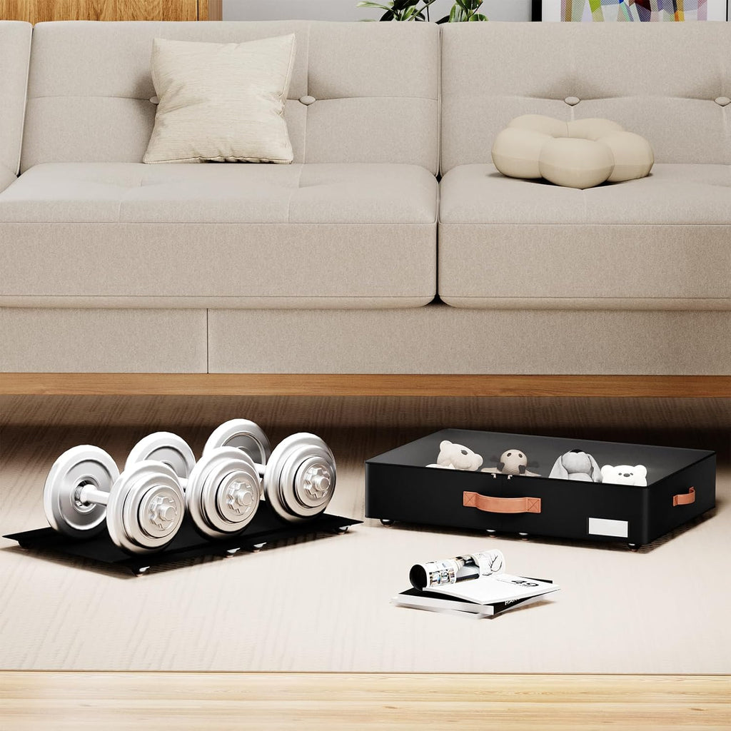 Underbed Storage With Wheels,low profile 5.5 inches Height Storage Bins,Rolling Underbed Shoe Storage Containers,Underbed Storage Drawers for clothes & blankets
