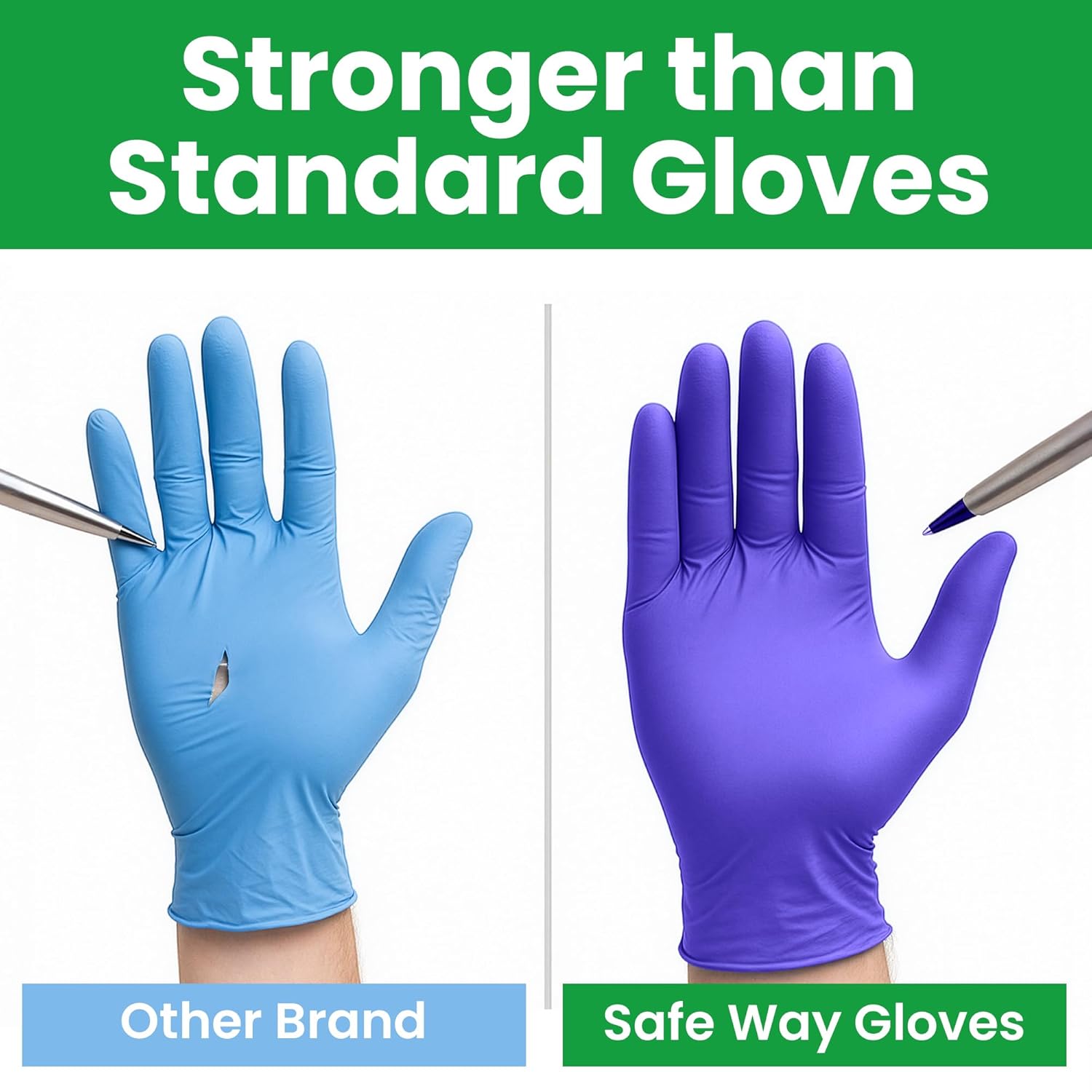 SafeWay Nitrile Disposable Gloves — Multi-Purpose Powder-Free, Non-Latex, Medical Use, and Textured Fingertips for Food Prep, Cleaning, Tattoo, Nursing, Lab, Examination, & More — (10000pcs, X-Large)