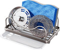 Consumest Sponge Holder for Kitchen Sink - Movable Sink Caddy for Countertop Organizer, 304 Stainless Steel Sponge Holder with Detachable Drip Tray for Kitchen Accessories, Sand Nickel