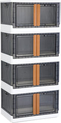 Storage Cabinet - Room Organizer, Plastic Shelves Organizer, Storage Bins with Lids, Collapsible Outdoor Storage Box, 19 Gal Office Organization, Stackable Bookshelf, 4 Pack Cube Storage Organizer