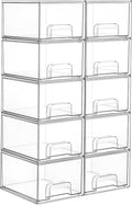 Vtopmart 10 Pack Clear Small Stackable Storage Drawers,Acrylic Bathroom Makeup Organizer,Plastic Storage Bins For Vanity, Undersink, Kitchen Cabinets, Pantry, Home Organization