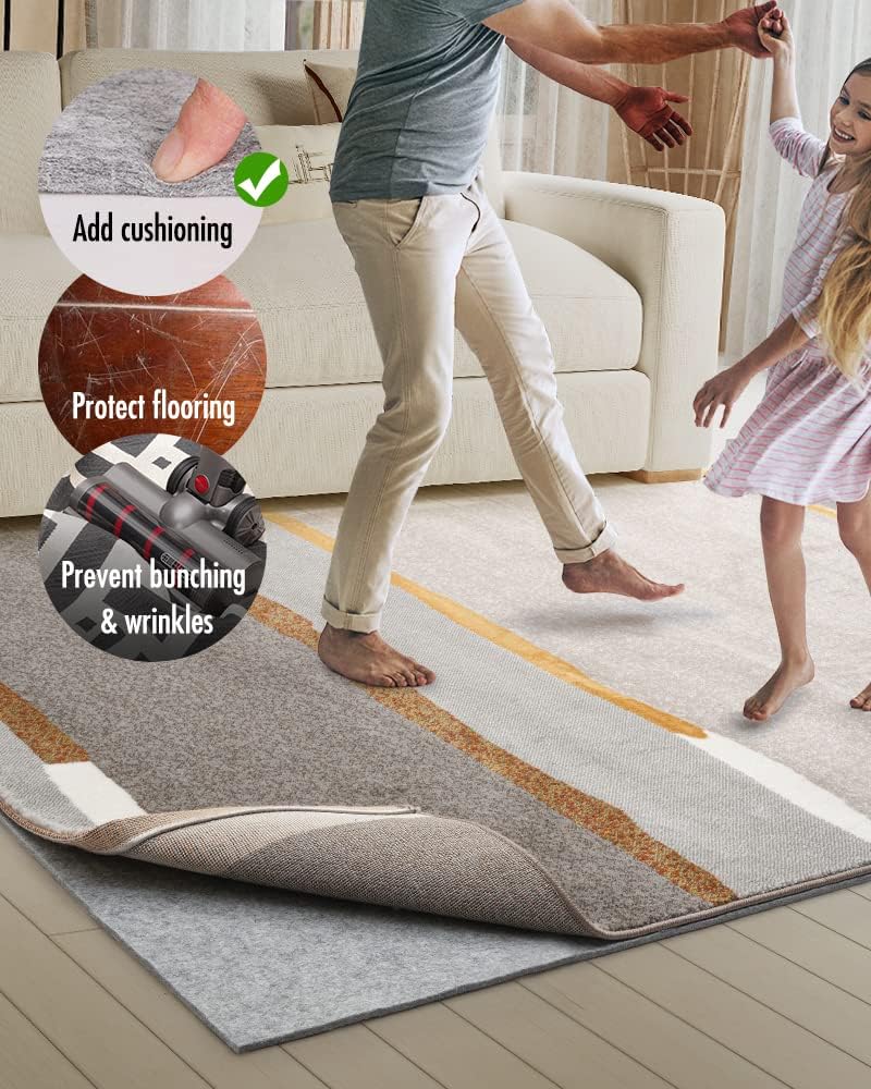 Non Slip Rug Pad Gripper - 2x8 Feet 1/4” Extra Thick Felt Under Rug for Runner Rugs and Hardwood Floors,Super Cushioned Non Skid Carpet Padding