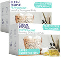 Clean People Laundry Detergent Pods - Recyclable Packaging, Hypoallergenic, Stain Fighting - Ultra Concentrated, Laundry Soap - Peppermint, 192 Pack