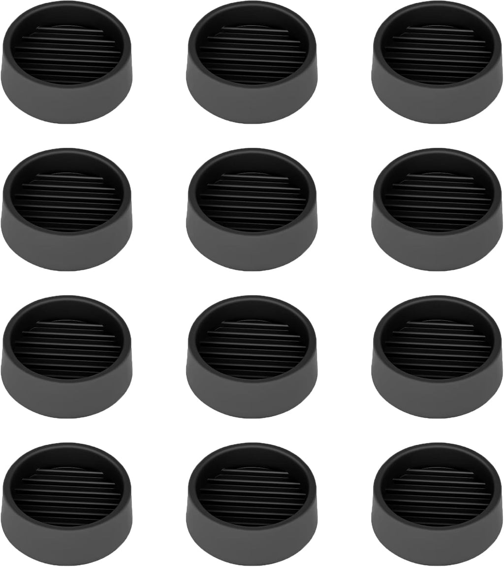 Non Slip Furniture Pads, 1.5' Round Black Rubber Caster Cups, 12 Pcs Anti-Slip Gripper, Anti Slide Floor Protectors for Bed, Couch, Stoppers
