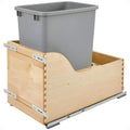Rev-A-Shelf Pullout Trash Can for Kitchen Cabinet, Single 35 Qt Bin with 12" Wood Frame - Large Garbage Bin Container for Home Waste Storage and Recycling