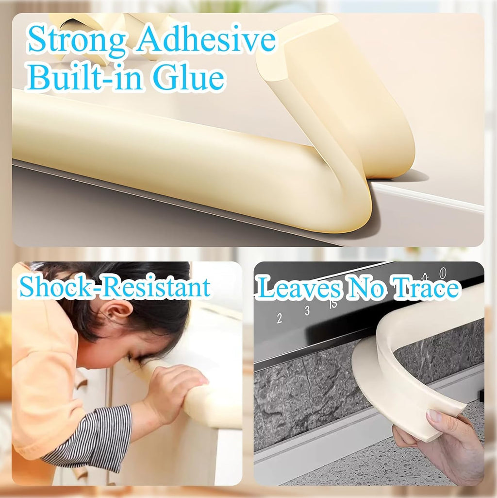 Baby Proofing Edge Corner Protector,1Roll L-Shape Soft Cabinet Door Bumper Corner Strip,8 Furniture Safety Bumper Corner Guards,Self Adhesive,Wall Protector,for Nursery,Kitchen,Fireplace,Table