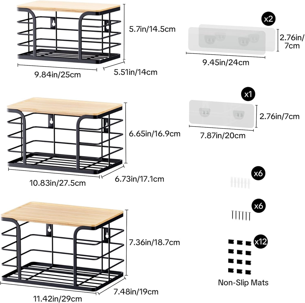 3 Pack Stackable Pantry Organizer,Stainless Steel Trash Bag Holder Dispenser,Kitchen Storage Organization for Kitchen Counter Sink,Laundry Room,Pantry, Black