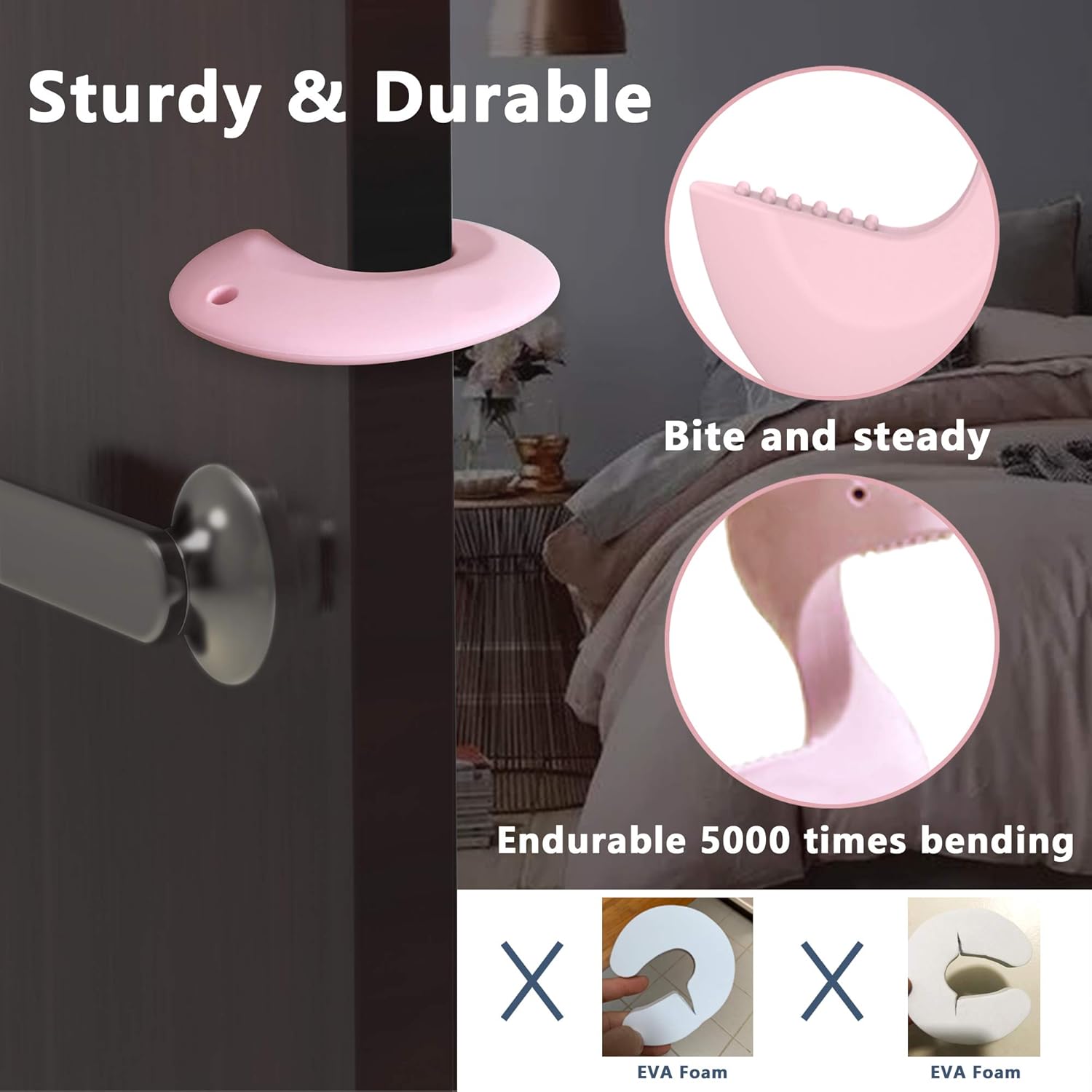 Silicone Door Pinch Guard and Door Slam Stopper, Durable Finger Pinch Guard, Prevents Pinch Injuries, Slamming Doors, Door Stopper for Kids, 4 Packs （2 Pink 2 Blue）.