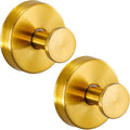 Reusable Heavy Duty Suction Cup Hooks for Kitchen/Bathroom/Shower - Wet-Proof Hooks for Towels, Robes, Loofah&Wreaths/No Drill Mounting on Glass, Tile, Metal (2, Brushed Gold)