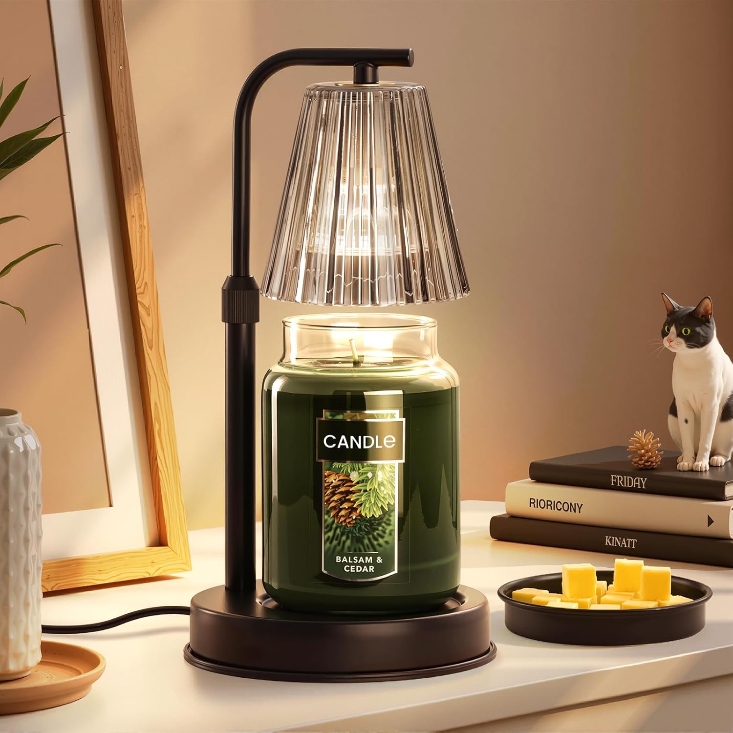 Marycele Candle Warmer Lamp with Timer for Yankee Candles, Black Wax Warmer with Dish for Wax Melts, House Warming Gifts for New Home Decor, Christmas Birthday Thanksgiving Gifts for Mom Women Men