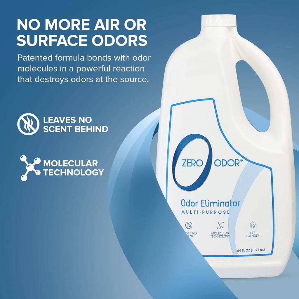 Zero Odor - Multi-Purpose Strong Odor Eliminator for Home, Office, Car, Bathroom, Hotel, Room Deodorizer, and Odor Neutralizer, 64oz Refill