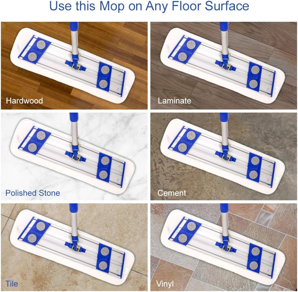 Arkwright Spray Mop Replacement Pads - (Case of 120) Bulk Microfiber Flat Dry and Wet Refill Mop Pads Floor Cleaning, Compatible with Bona and Rubbermaid, Fits All Mop Heads, 18 in, Blue