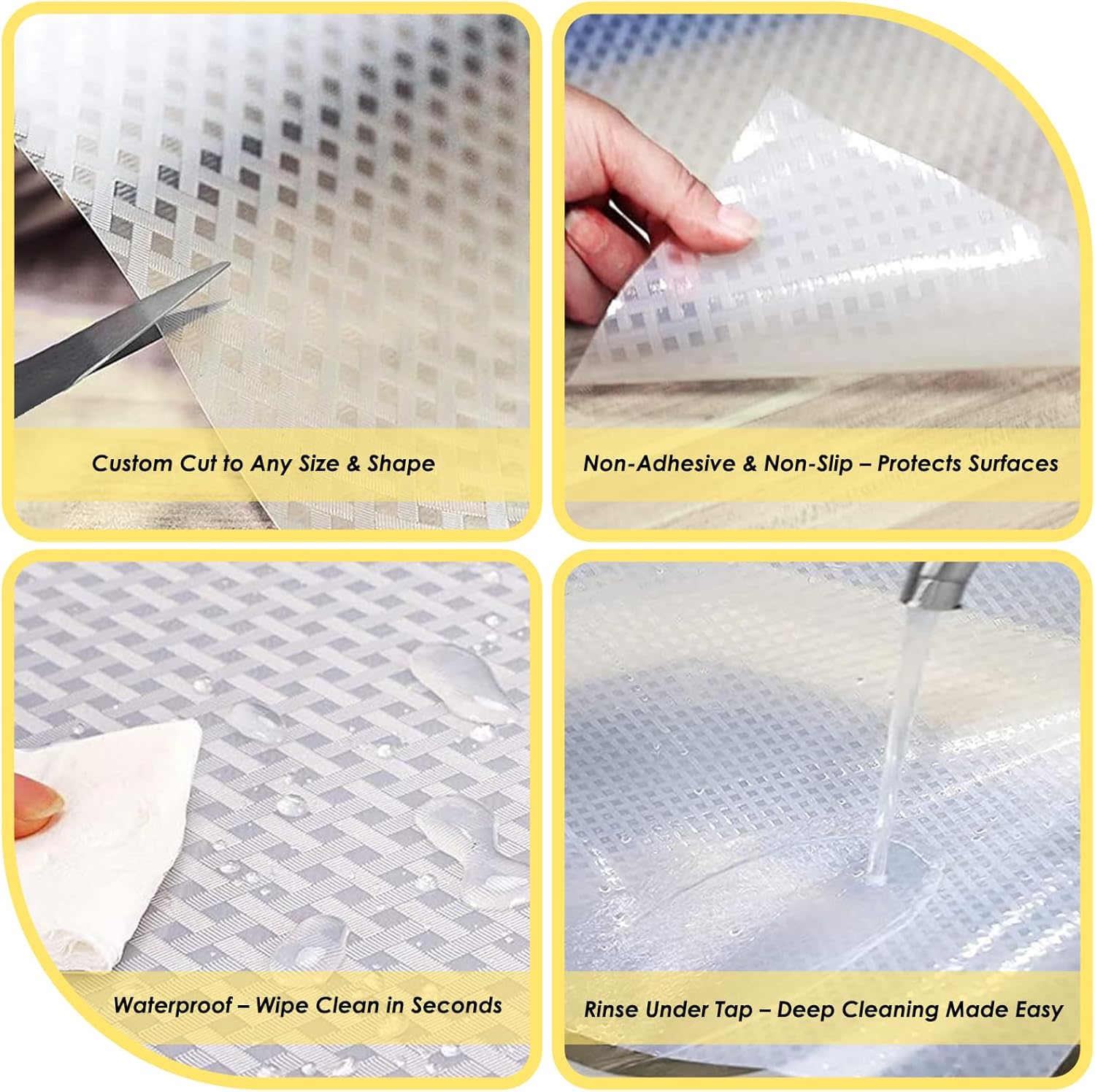 Shelf Liners for Kitchen Cabinets and Drawers, Non-Adhesive and Anti-Slip, Waterproof and Easy to Clean, Durable EVA Cabinet Mat for Refrigerator, Cupboard, Table (Grey, 17.5" W x 196.8" L)