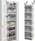 Over The Door Organizer 6-Shelves and 12 Side Pockets, Over The Door Storage for Bathroom Bedroom Nursery, Hanging Door Organizers for Baby Diapers and Kids Toys (13"x5"x54", Grey)