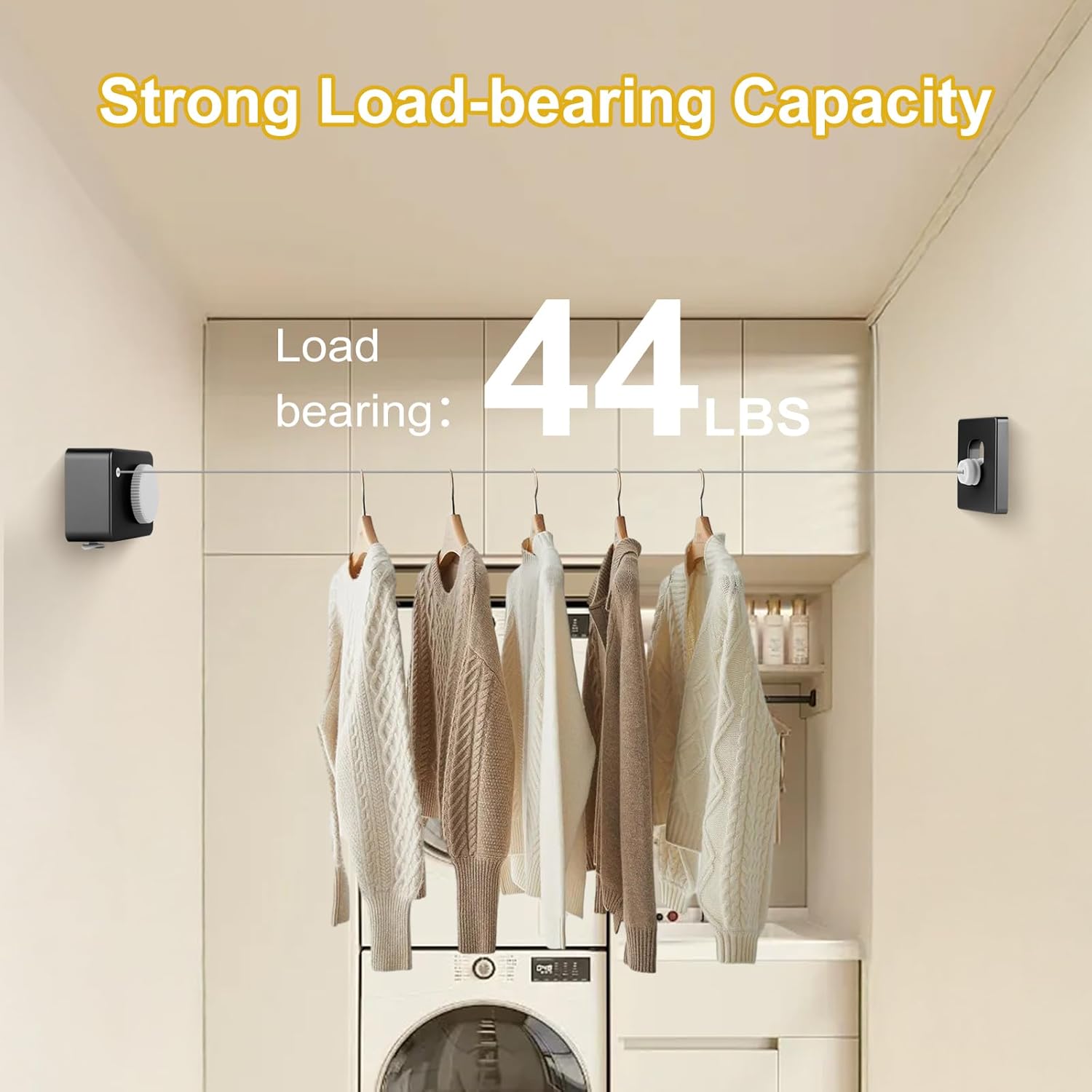 Retractable Clothesline Indoor/Outdoor, Anti-Sag for Drying Clothes Line Retracting Indoor/Outdoor, We Equipped This 13.8 Fts Laundry line Retractable with 4 Large Clips
