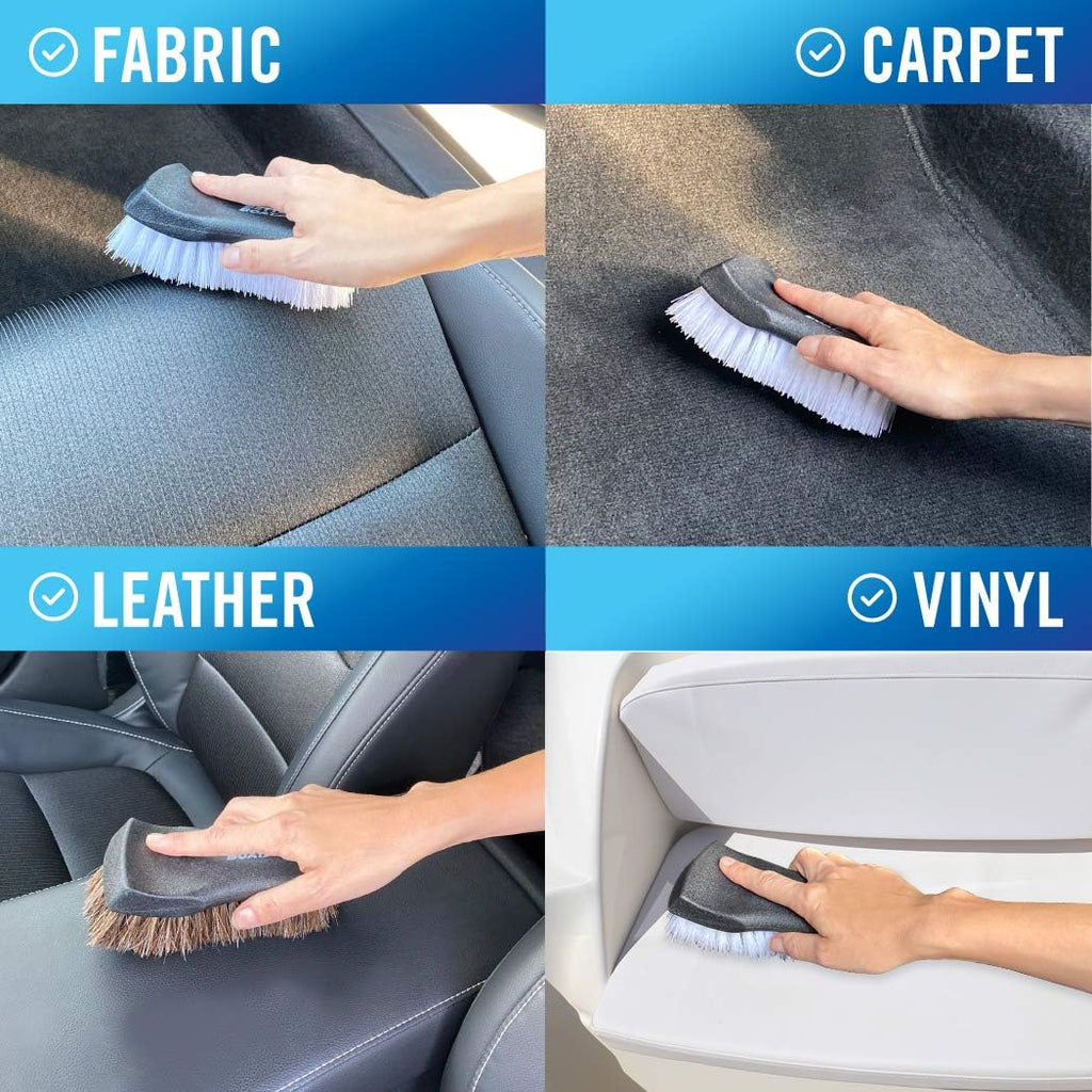 Upholstery Brush Set, Carpet and Car Cleaning Brushes, Horsehair Detailing Brush for Upholstery Cleaner, Leather, Interior, Boat, Couch, and Sofa Cleaning