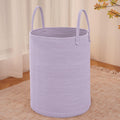 Large Woven Laundry Basket Hamper,80L Cotton Rope Storage Bin for Blankets,Toys and Clothes,Decorative Tall Nursery Hamper for Living Room,Baby Nursery,Bathroom and Bedroom,Purple