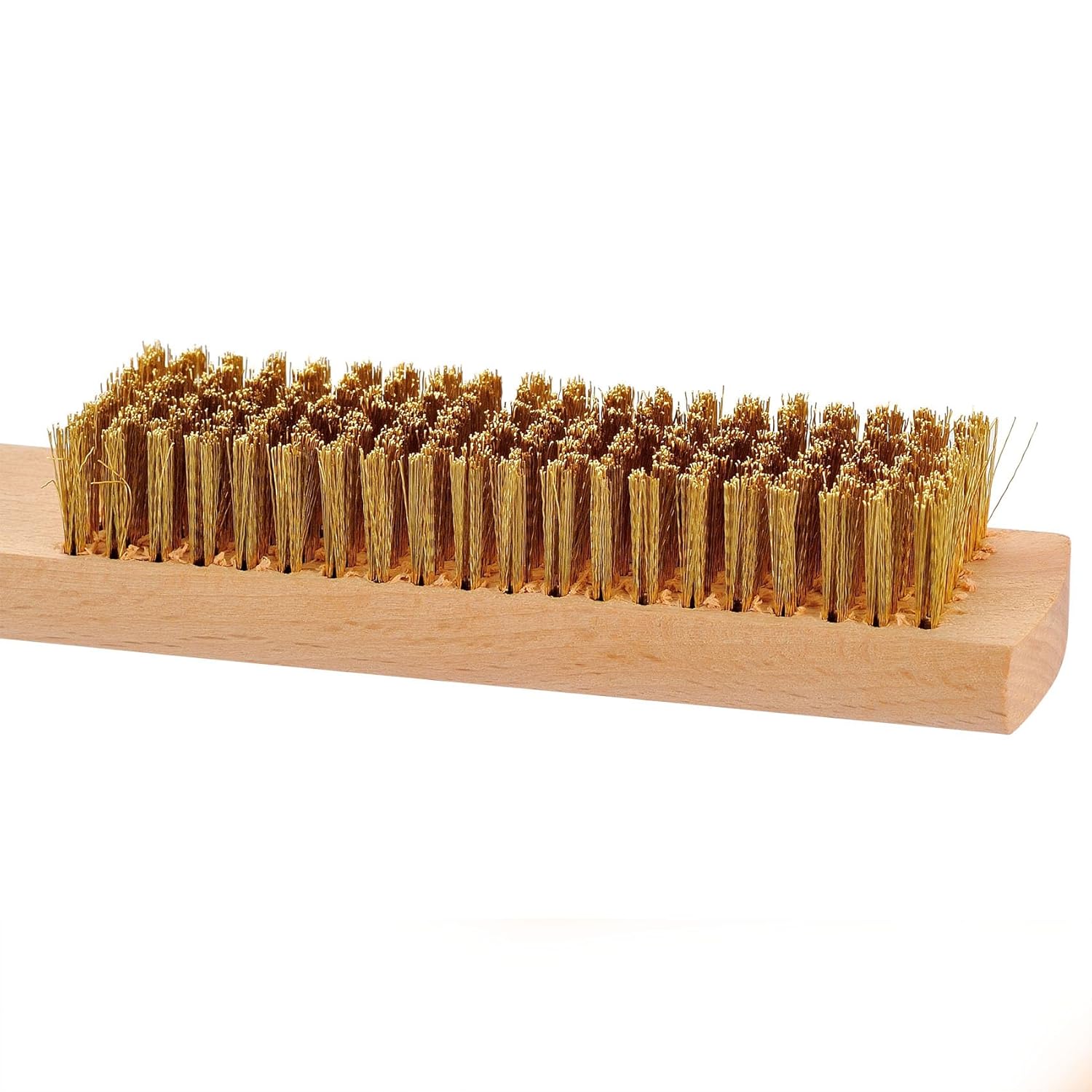 MAXMAN Brass Brush, Soft Brass Bristles Wire Brush for Cleaning Metal Rust, Welds, Home and Kitchen, Wire Scratch Brushes with 10" Beechwood Handle