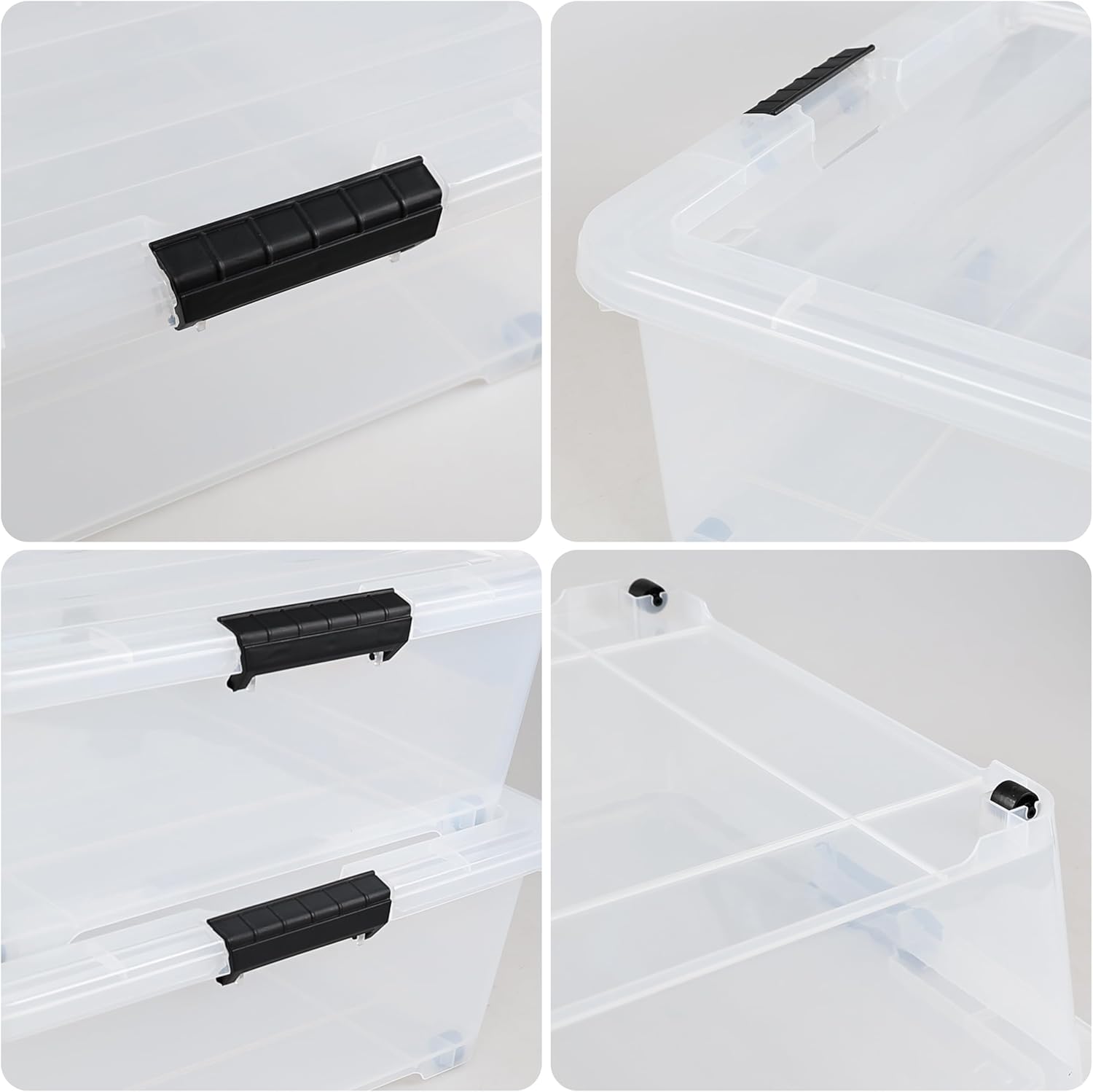 3-Pack 50 Quart Under the Bed Low Profile Storage Boxes, Large Under Bed Storage Bin with Easy Rolling Caster Wheels, Clear