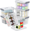 6 Quart Small Clear Plastic Storage Bins with Latching Lids, Storage Latch Box with Handle, 6 Packs