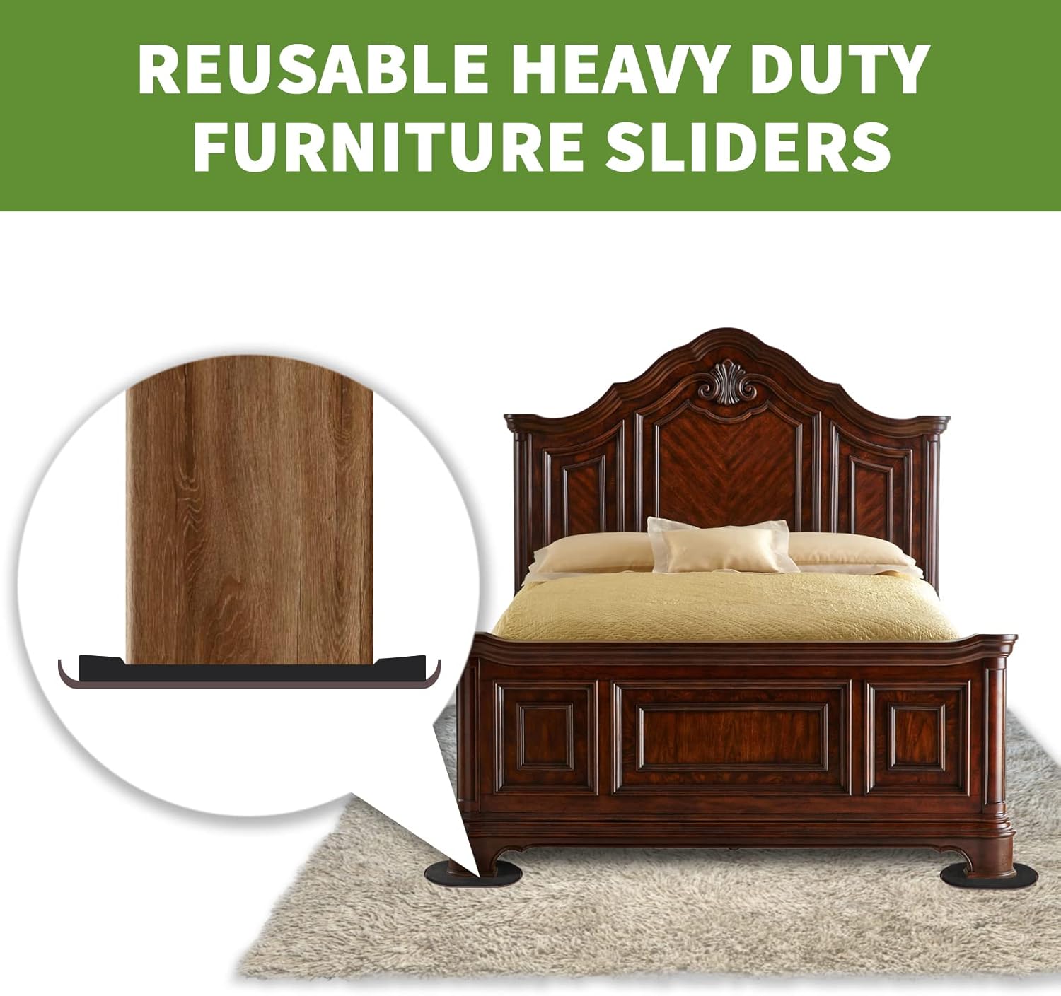 Furniture Sliders for Carpet 4 PCS - 9 1/2 inch Furniture Moving Slider Chair Legs Floors Protectors– Move Your Furniture Easy & Safely (for Carpet) Brown