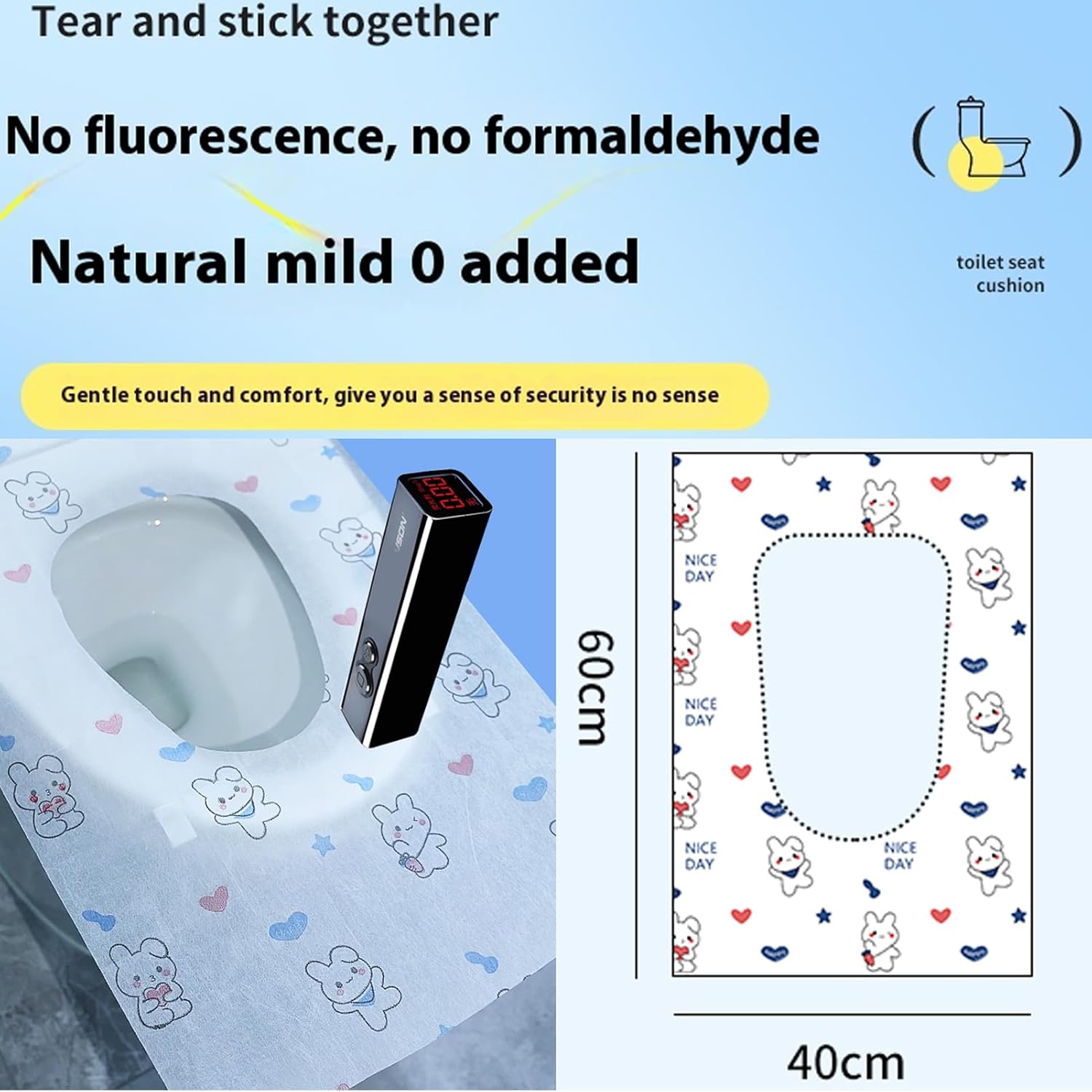 Disposable toilet seat cover,30 Pack of oversized waterproof toilet seat paper, suitable for children and adults, potty training, travel, public toilets, aircraft