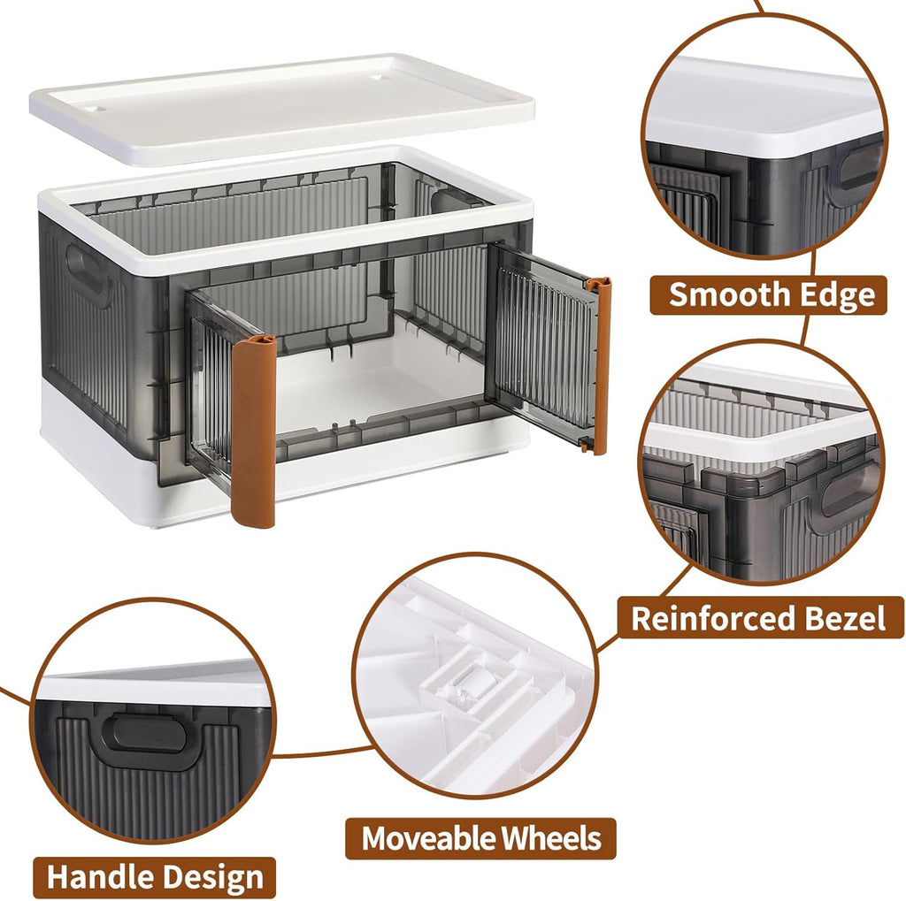 HAIXIN Plastic Storage Containers, Stackable Closet Organizers and Storage, Folding Bookshelf for Bedroom, 8.4 Gal Collapsible Laundry Organizer, 4 Pack