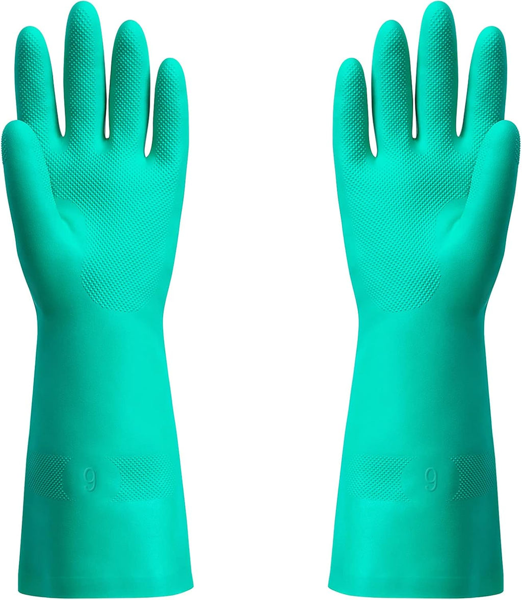 ThxToms Chemical Resistant Nitrile Gloves, Resist Household Acid, Alkali, Solvent and Oil, Latex Rubber Free, 1 Pair Large