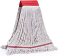 Matthew Cleaning Commercial Mop Head Replacement, 5 Inch Wide Headband, Looped End Cotton Blend String Wet Mops for Floor Cleaning, 18 oz Medium, 1-Pack White