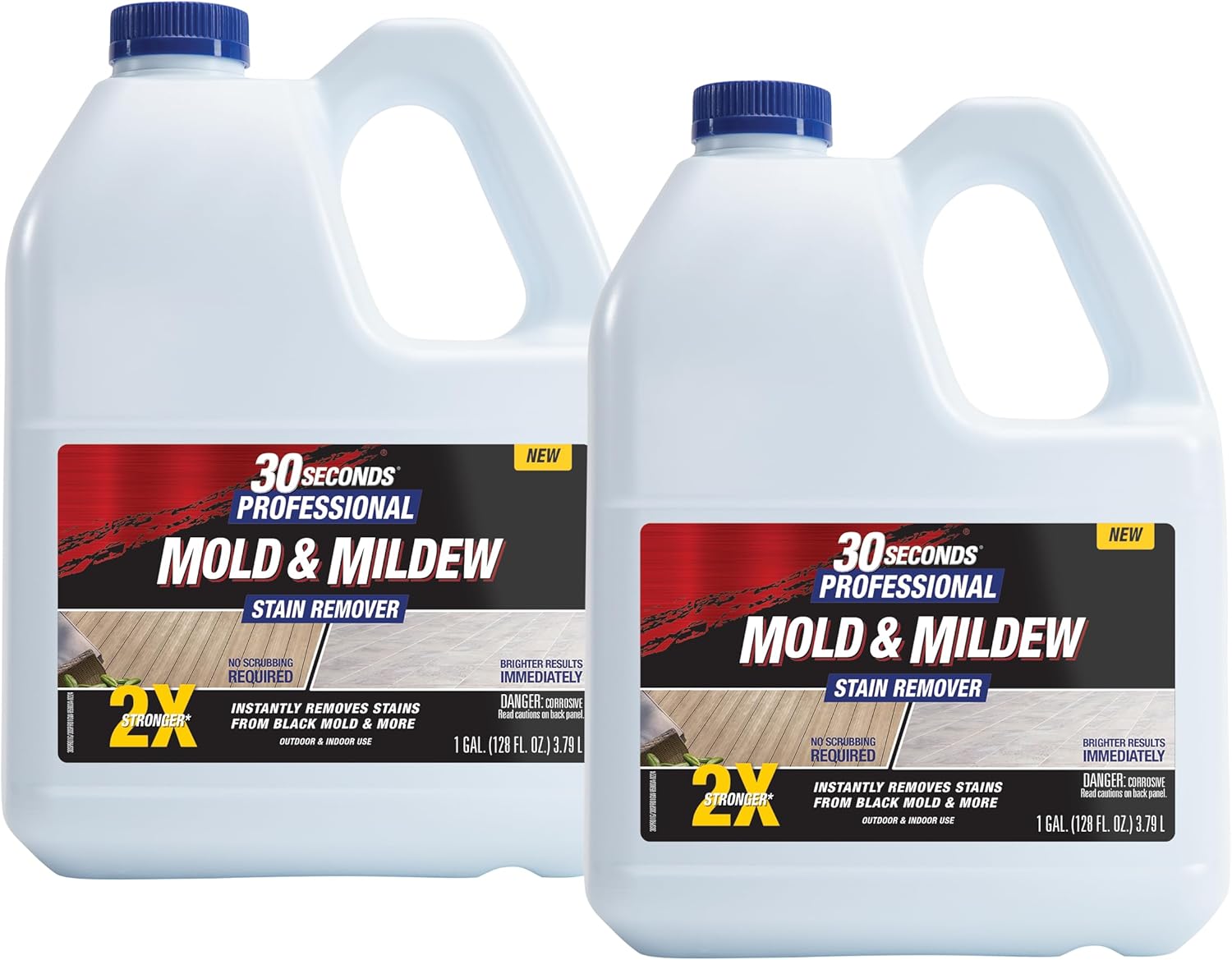 30 SECONDS Pro Mold and Mildew Stain Remover | Scrub Free | Brighter Results Instantly | Ready To Use Refill | 128 fl. oz. (2 PACK)