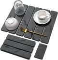 2 PCS Stone Dish Drying Mat for Kitchen Counter,Quick Dry Stone Dishes Mats,Marbled Water Absorbing Diatomaceous Earth Drying Pad for Countertop Bottles Utensils Cups(Dark Gray 16"×12" & 8"x4")