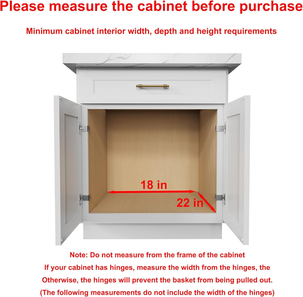 Pull Out Cabinet Organizer,Heavy-Duty Slide Out Shelf, Wood and Wire Basket, Pull Out Drawer for for Kitchen Under Sink Space, Pantry, Bathroom, 2 Tie 17 * 21 in
