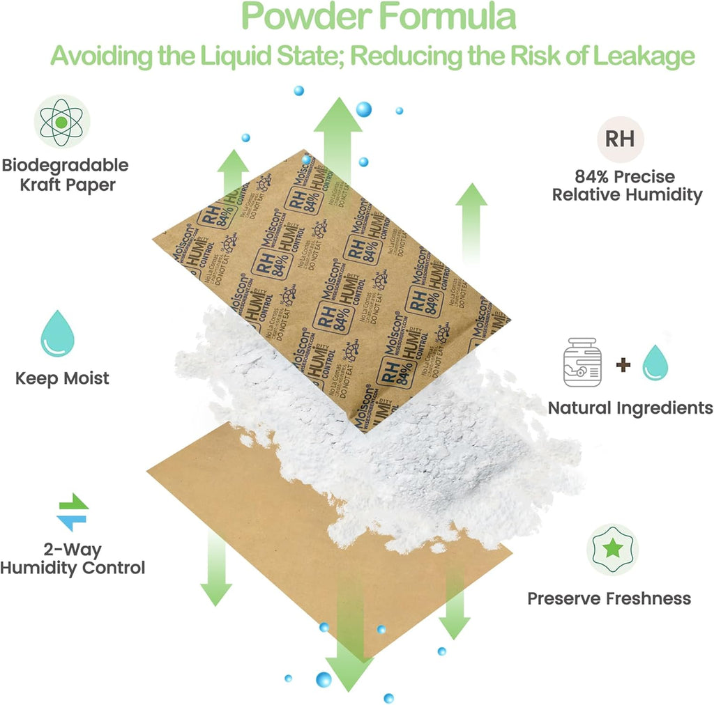 84% Two-Way Humidity Control Packs for Storing 1 lb – Size 60 – 10 Pack – Seasoning Packets Moisture Control Packets Individually Wrapped, Humidifier Packs for Season Wood Humidifier Boxes