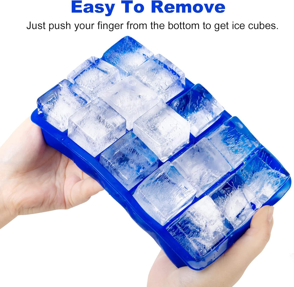 Ozera 2 Pack Silicone Ice Cube Tray, Ice Cube Trays for Freezer, Easy Release Silicone Ice Cube Molds for Whiskey, Cocktail, Chocolate