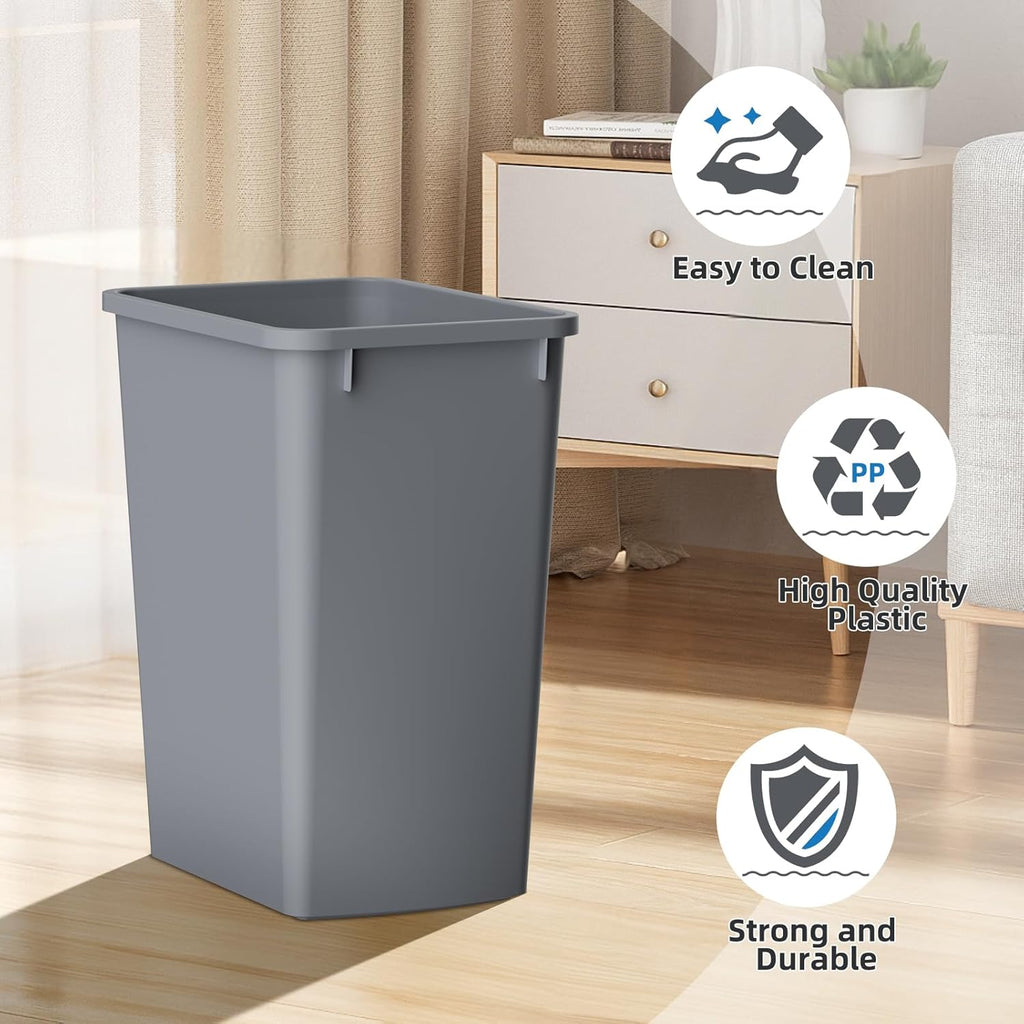 ROOMTEC Lightweight and Durable Slim Trash Can, 35QT Kitchen Trash Can, Lightweight and Sturdy Slim Trash Cans, Wastebaskets for Office, Workspace, Kitchen, Bathroom, 2 PCS
