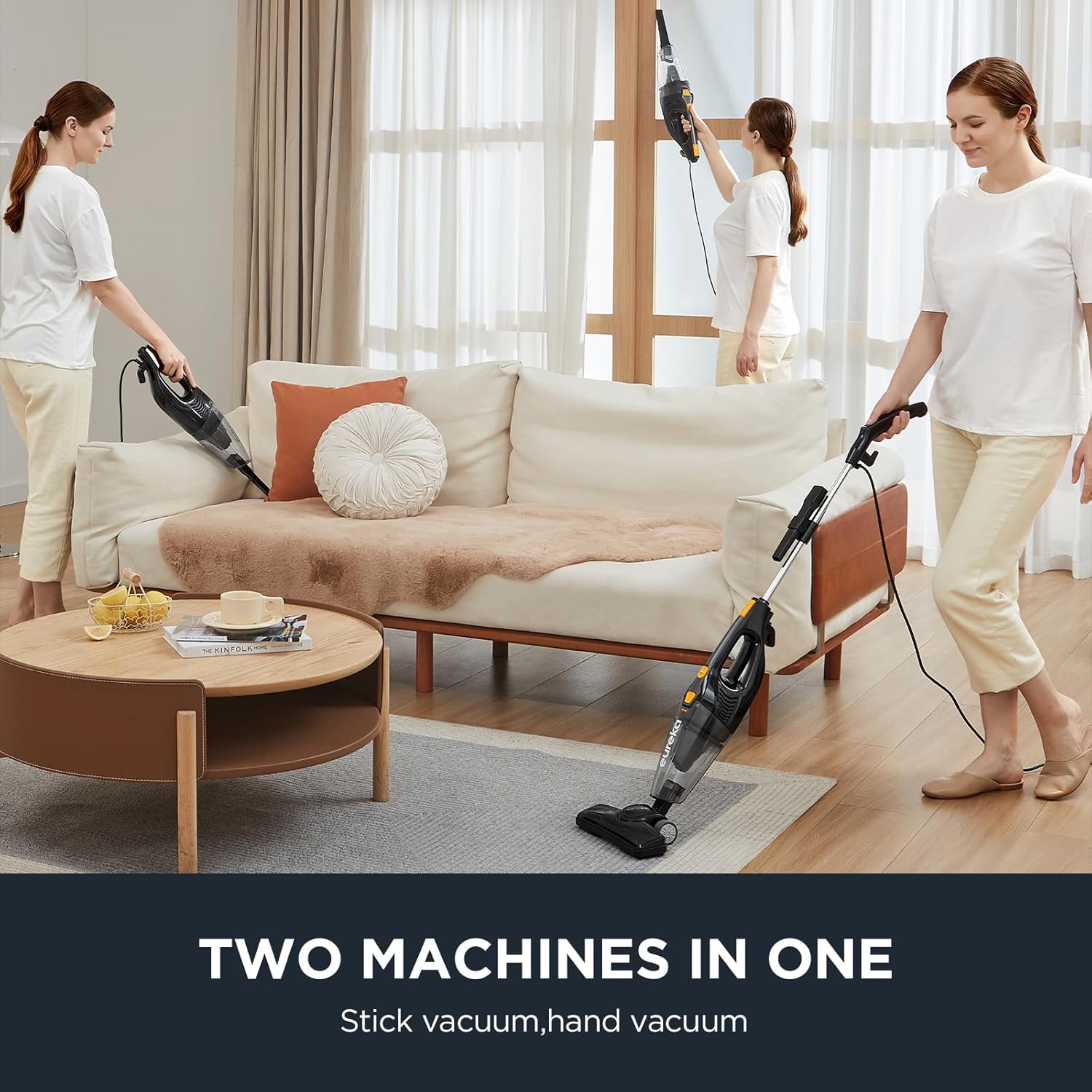 Eureka Blaze Stick Vacuum Cleaner, Powerful Suction 3-in-1 Small Handheld Vac with Filter for Hard Floor Lightweight Upright Home Pet Hair, Dark Black