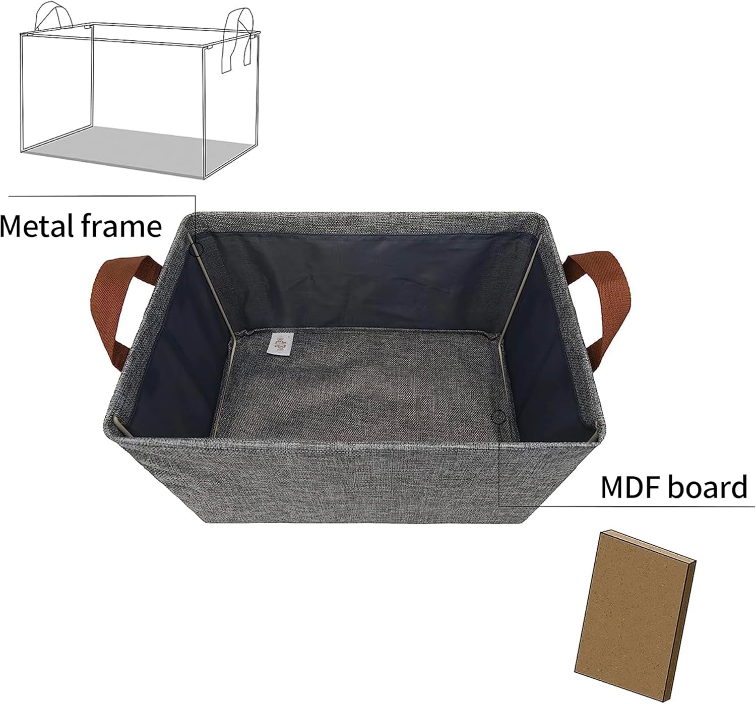 GRANNY SAYS Closet Storage Baskets, Collapsible Fabric Storage Bins with Metal Frame, Clothes Organizer Bins, Large Baskets for Shelves, Gray, 4-Pack