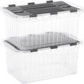 Superio Storage Bins with Lids, Clear Plastic Containers for Organizing, Stackable Totes, BPA Free, Odor Free, Organizer Boxes for Home, and Dorm (2 Pack, 15"x10"x7")