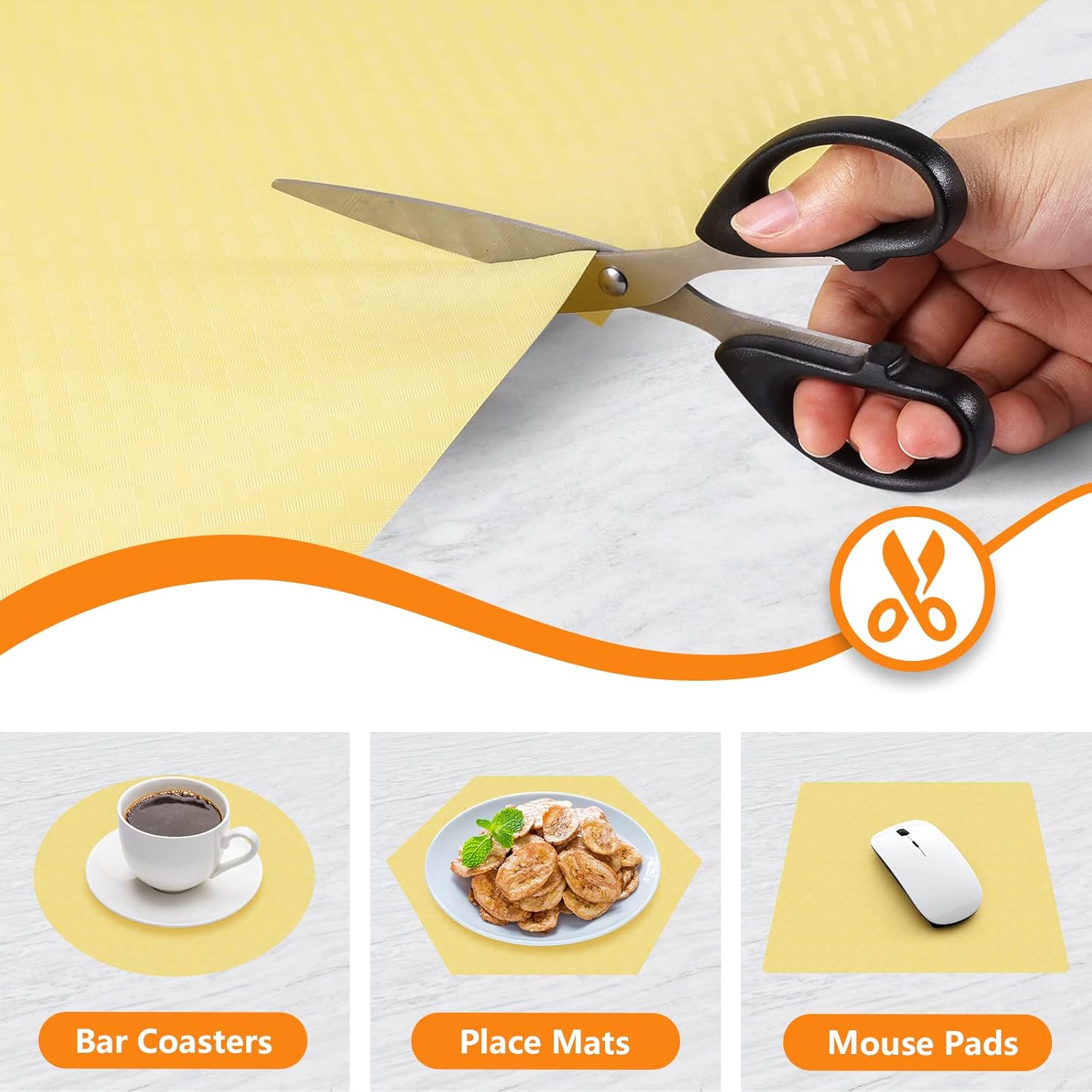 Shelf Liners for Kitchen Cabinets Refrigerator Liners Waterproof Kitchen Cupboard Liner Non Adhesive Drawer Mats EVA Material Fridge Liner for Shelves - Yellow Beige 17.5 x 393.7 Inches