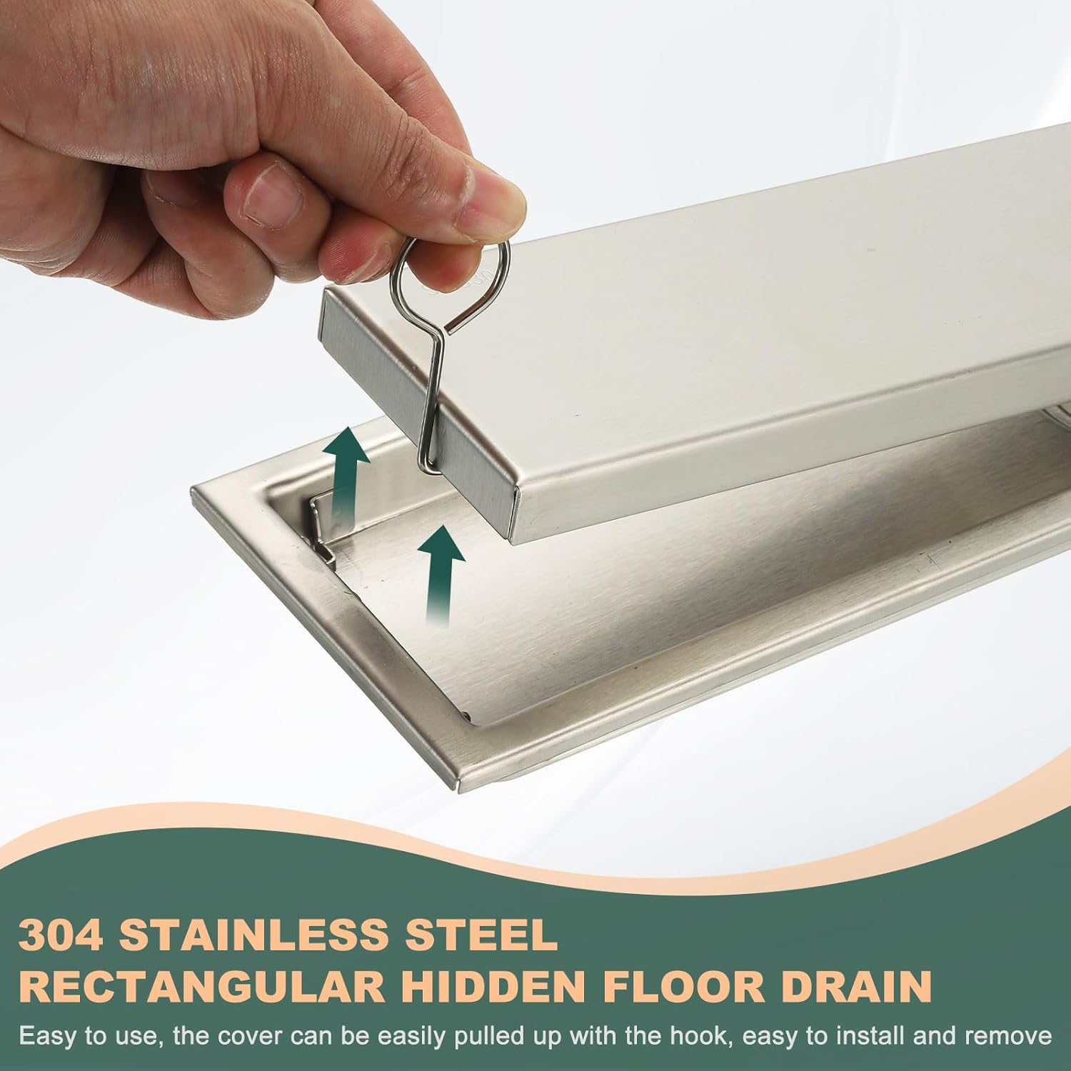 uxcell Rectangular Shower Drain, Brushed 304 Stainless Steel Odor-Proof Floor Drain Linear Shower Drain Hair Catcher for Bathroom Kitchen and Laundry Room(16 Inch, Brushed Silver)