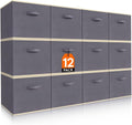 Lifewit 12 Packs Storage Cubes, 11 Inch Cube Storage Bins, Foldable Decorative Fabric Storage Baskets for Organizing Home Organizers with Handles for Shelves, Closet, Grey
