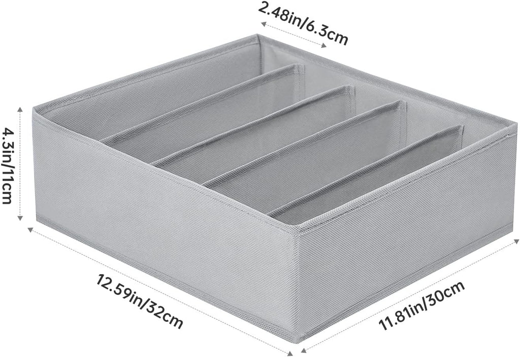 4 Packs Wardrobe Clothes Organizer,5 Grids Washable Portable Closet Organizer Storage Box Foldable Closet Drawer Organizer for thicker Scarves,Leggings,Long sleeve shirts（32 * 30 * 11）