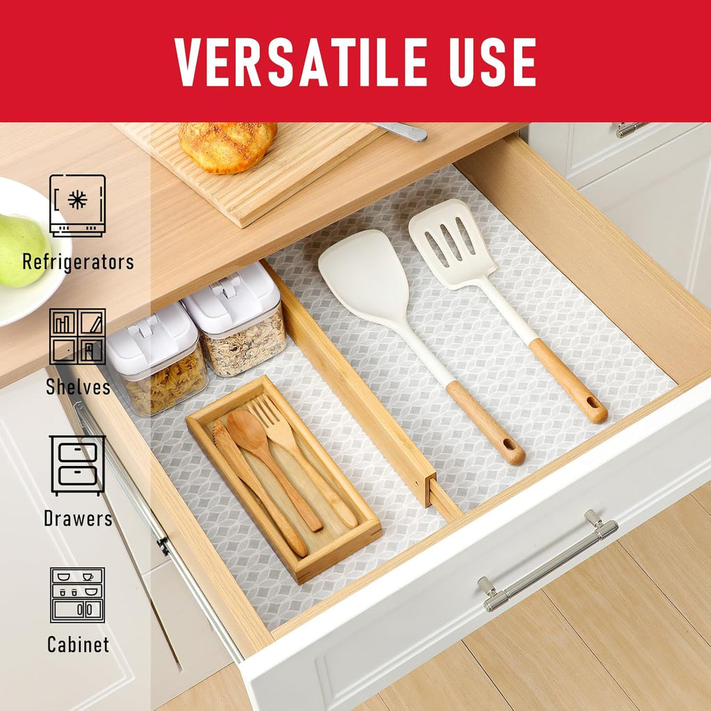 Cooyes French Door Refrigerator Liners 17.7" x 36", Absorbent Strong Grip Fridge Mats Machine Washable, Non-Adhesive Refrigerator Shelf Liner for Fridge Bins & Kitchen Cabinets