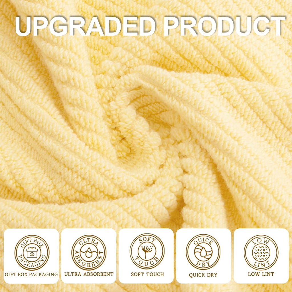 VOOVA & MOVAS Washcloths 6 Pack, 13"x13" - 100% Cotton | Lightweight | Thick | Quick Dry | Soft | Absorbent, Fluffy Hand Towels, Hotel Wash Cloths for Bathroom, Towel Gift Set, Yellow