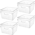 Extra Large Stackable Clear Plastic Storage Bins with Lids, Perfect for Kitchen Organization or Pantry Organization and Storage, Fridge Organizer Bins for Organizing, Under the Sink Organizers