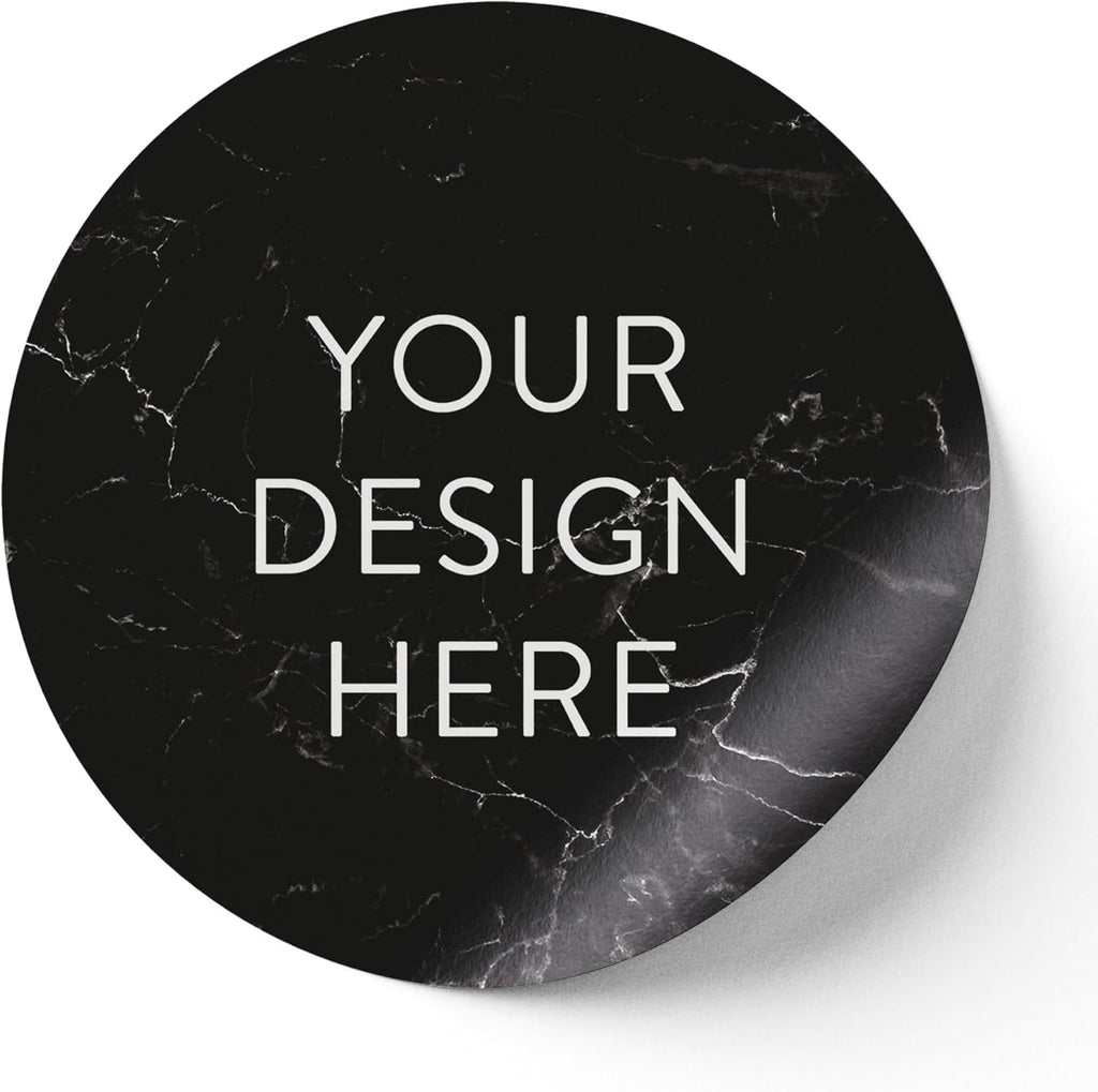 100 Custom Vinyl Stickers - Upload Your own Image, Text, Design, Logo - Personalized Logo Labels for Handmade, Packaging, Bottle, Jars, Candle, Brand Stickers (Black Marble, 4x4)